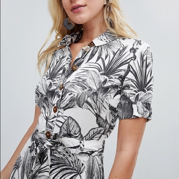 warehouse jungle print shirt dress